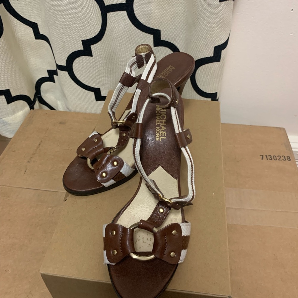 Brown and cream Michael Kors sandals
